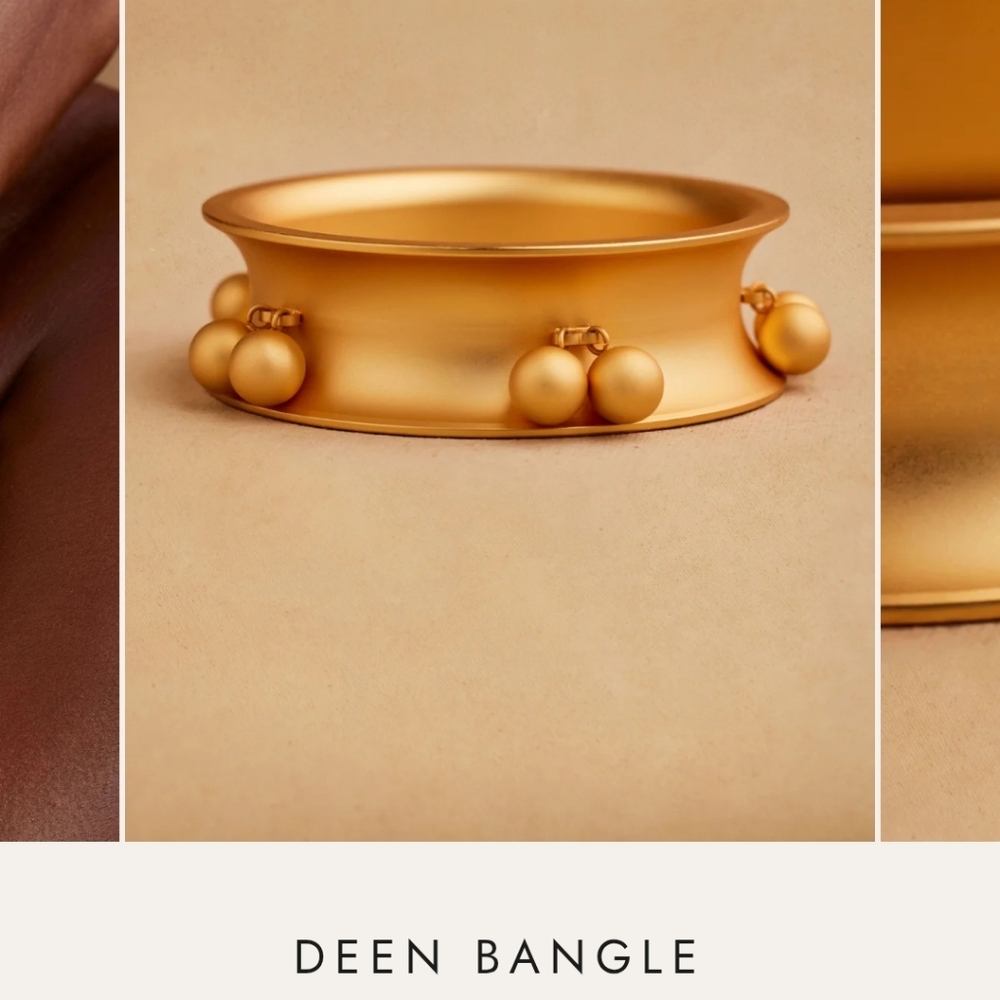 Gold Bangle with Ball Accents EXTENDED